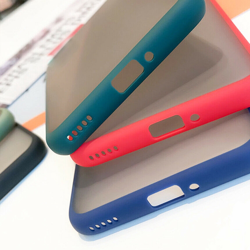 Ốp điện thoại nhám trong suốt màu tương phản cảm giác sờ mềm mại chống sốc cho Oneplus 8T Plus 8 6T 6 7T 7 Pro