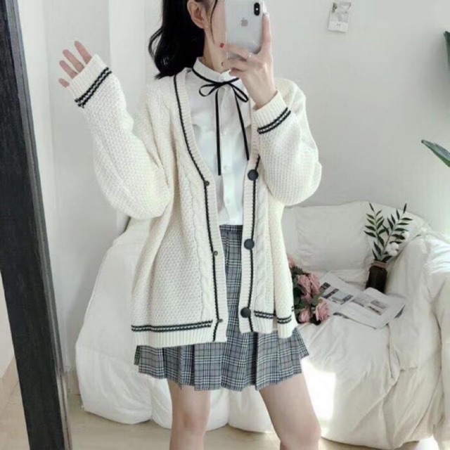 Áo cardigan len viền- ảnh thật cận chất | WebRaoVat - webraovat.net.vn