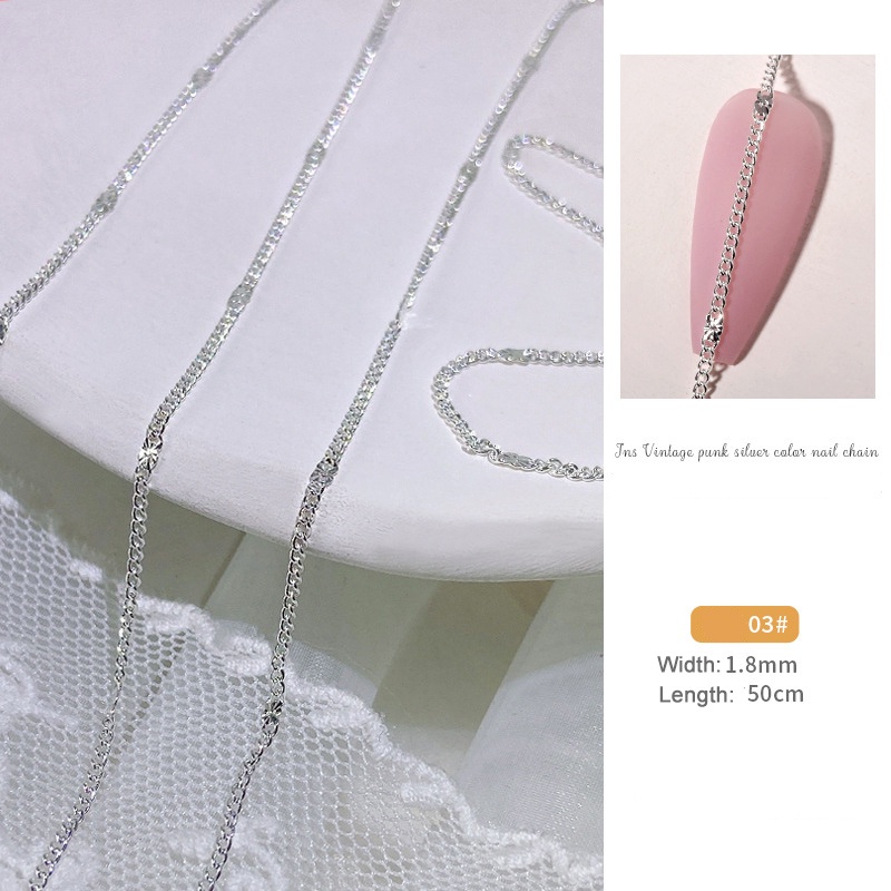 Dây Chuỗi Hạt Kim Loại 3d 50cm Đính Móng Nghệ Thuật