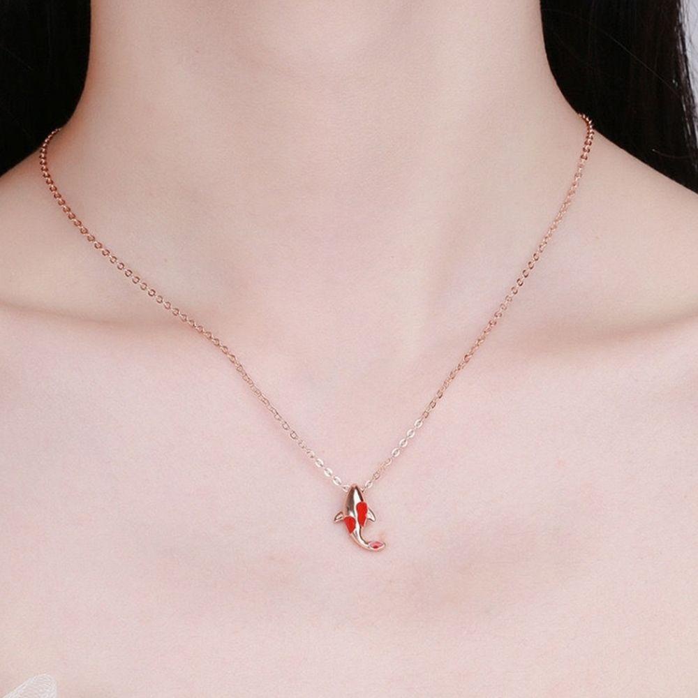 Set Vòng cổ Và Bông Tai Hình Cá Koi May Mắn