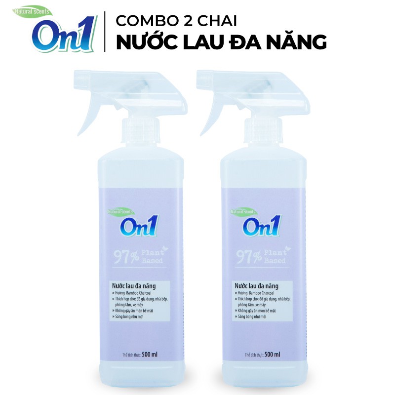 Combo 2 chai Nước lau đa năng On1 hương Bamboo Charcoal 500ml / chai - 2C- DN500