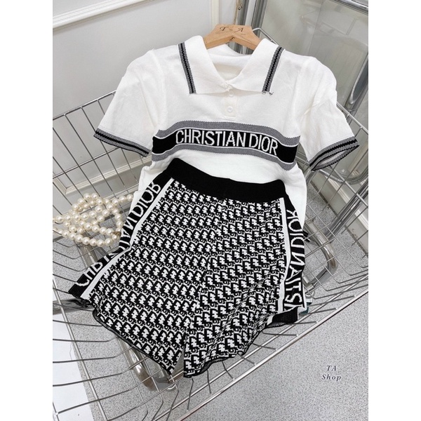 Set len đi o áo polo quần đùi hoạ tiết sang chảnh