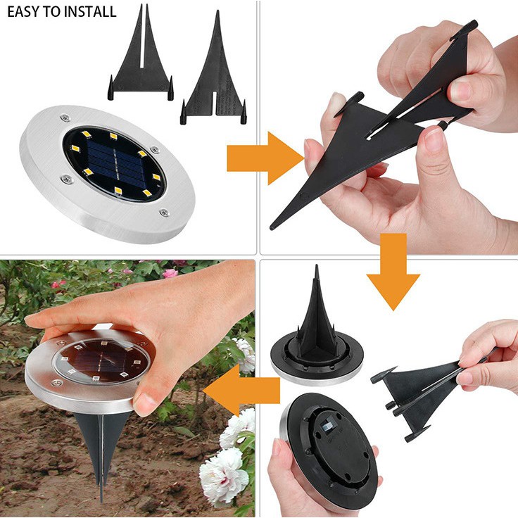 Đèn LED âm năng lượng mặt trời trang trí sân vườn 8 LED HT120