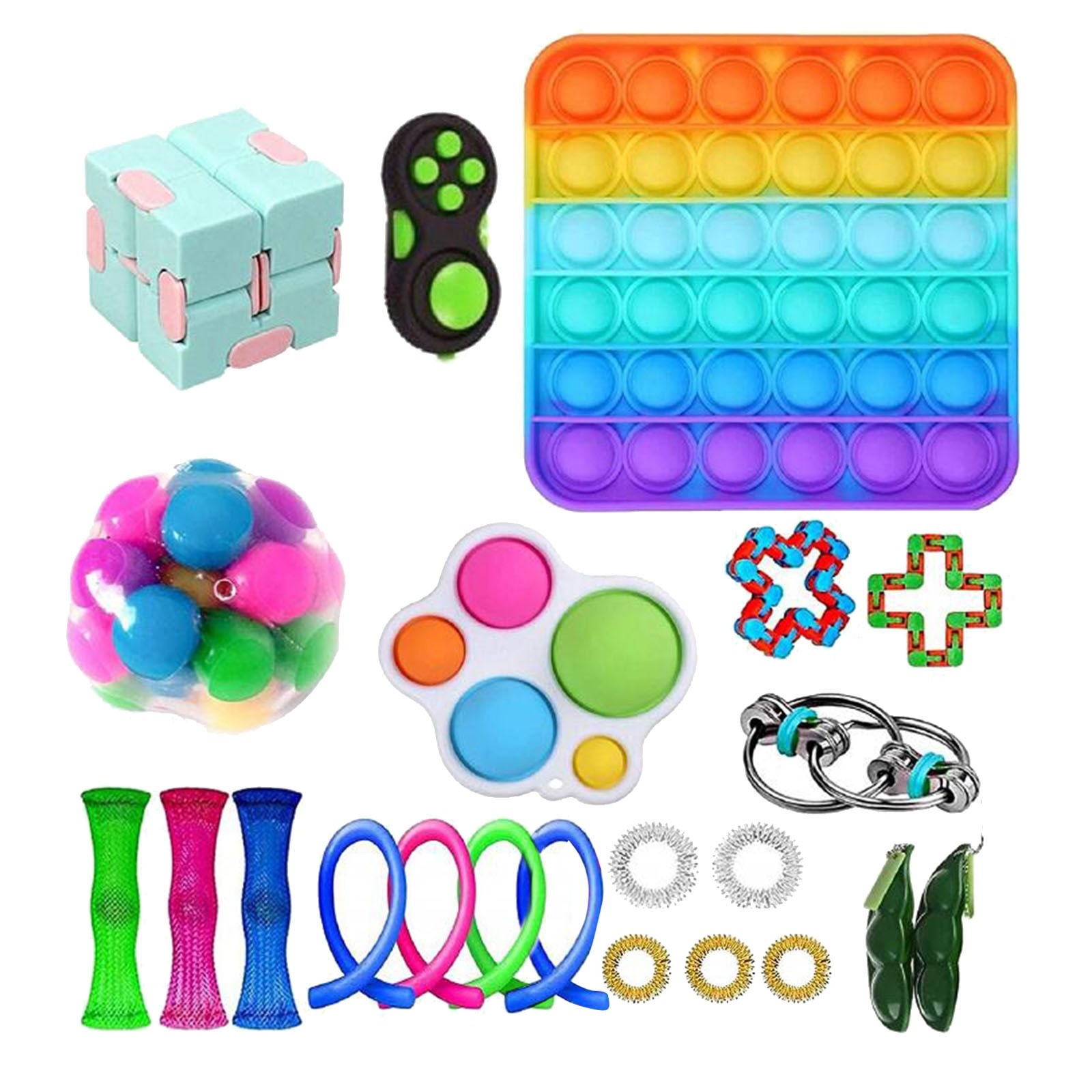 Fidget Toys Set Pop It Antistress Stretchy Strings Adults Children Squishy Sensory Gift