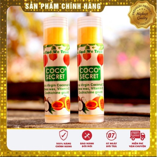 [hàng công ty] Son Dưỡng Môi💥𝐅𝐑𝐄𝐄 𝐒𝐇𝐈𝐏💥Son Tinh Dầu Dừa Sáp Ong Vitamin E Coco Secret 5g (có 4 vị)