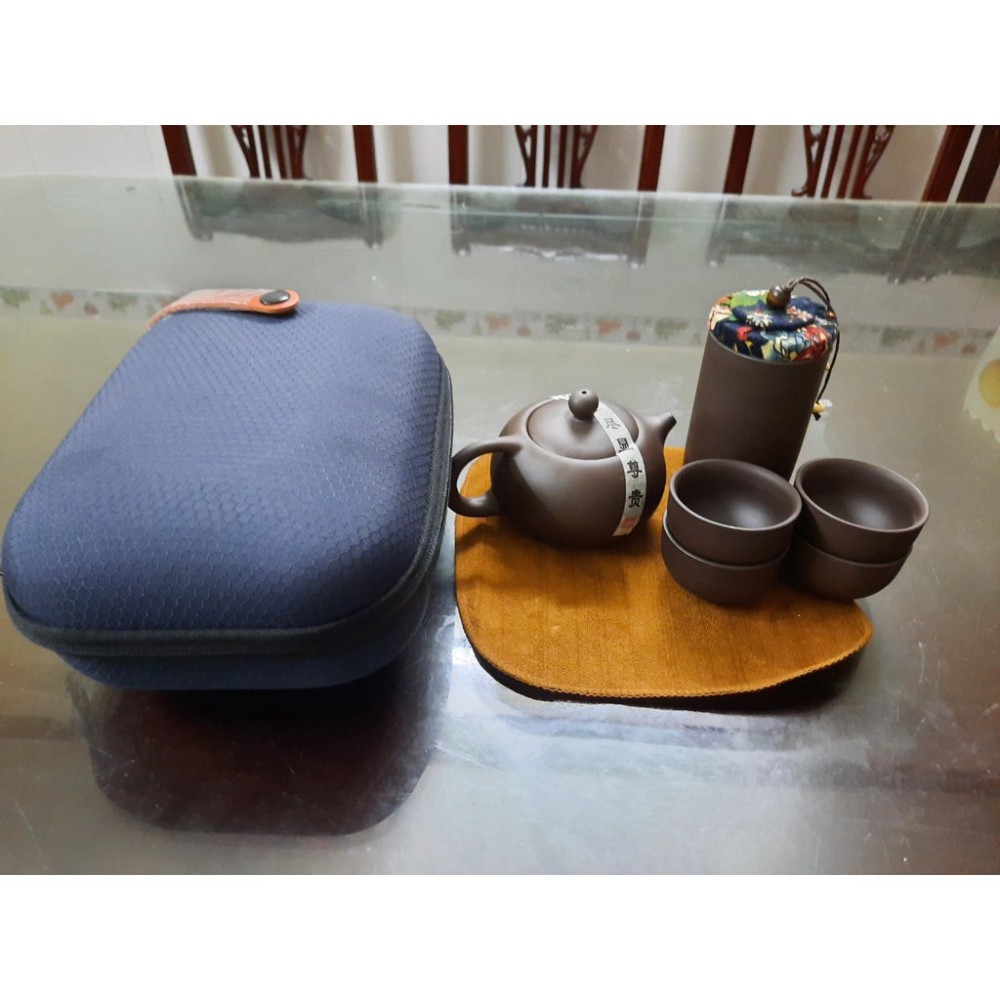 BỘ ẤM TRÀ TỬ SA MÀU NÂU 4 CHÉN CHUYÊN DÙNG XÁCH TAY, ĐI DU LỊCH, DÃ NGOẠI cam kết hàng đẹp