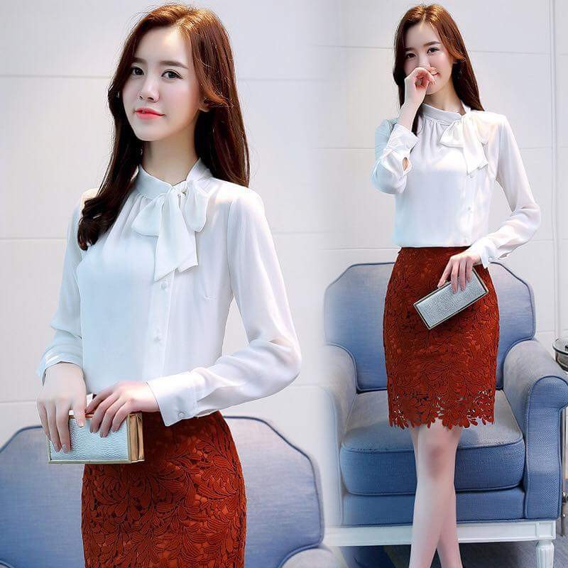 Áo sơ mi công sở ❣️FREESHIP❣️ ÁO SƠ MI THẮT NƠ LỆCH MYMY - Hàng thiết kế chuẩn