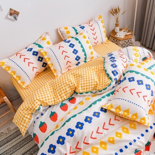 Sét ga gối poly cotton nhập khẩu ( dâu vàng mặt cười)
