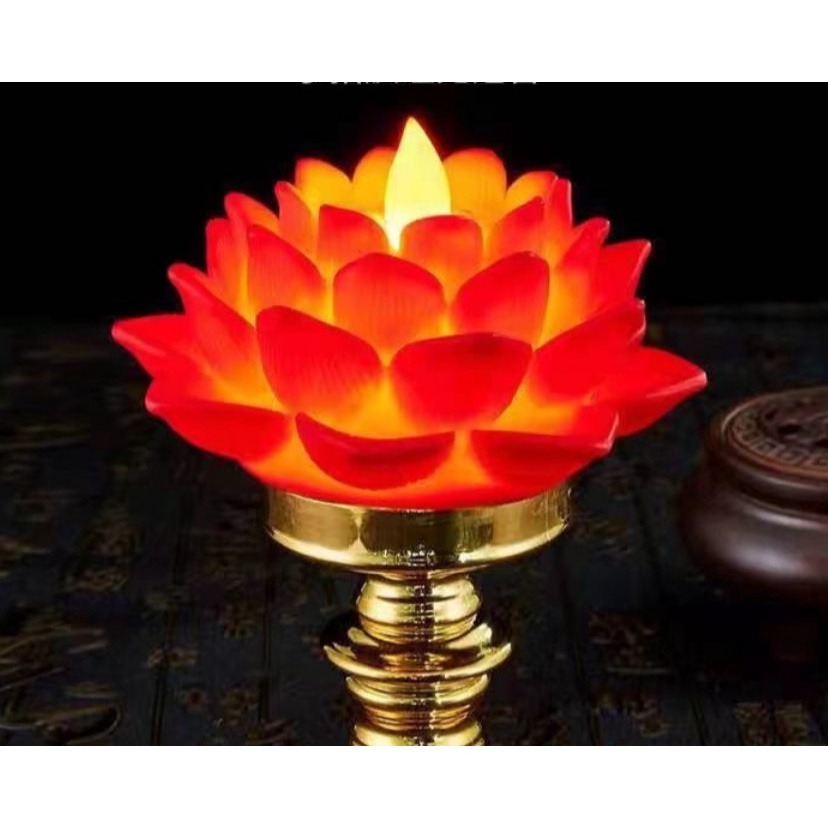 Đèn Thờ Hoa Sen, Hình Bông Hoa Nở, sử dụng pin, kiểu đèn rất đẹp, dùng bàn thờ, thờ phật, bóng led an toàn