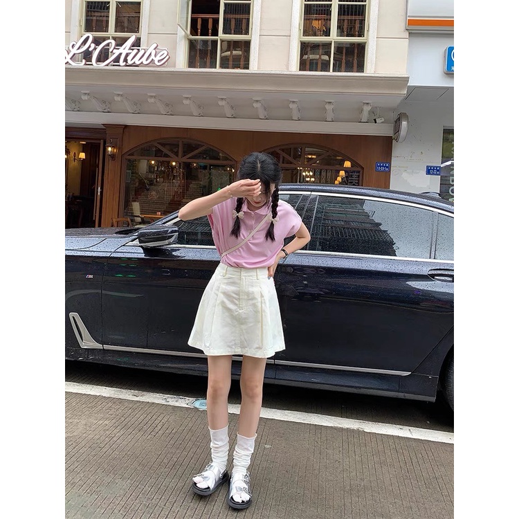 (Hàng có sẵn) Chân váy KAKI XẾP LY dáng Hàn Quốc dáng A trẻ trung, có lót quần.