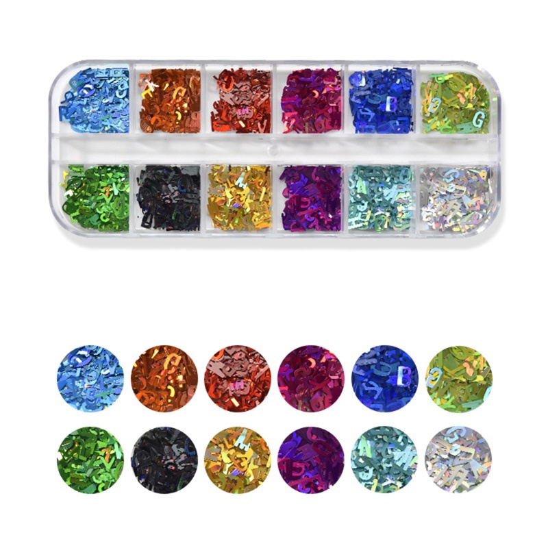 Miếng Dán Trang Trí Móng Tay Hình Bướm 3D Lấp Lánh 12 Màu