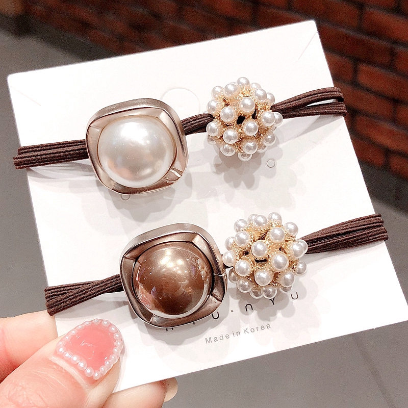 Dây Buộc Tóc Đính Ngọc Trai Xinh Xắn Theo Phong Cách Hàn Quốc
