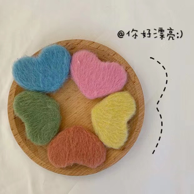 Kẹp Tóc Hình Trái Tim Bằng Lông Nhung Size 7cm Siêu Dễ Thương Phong Cách Hàn Quốc Clovershop68