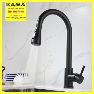 Vòi rửa chén bát dây rút KAMA RC10 nóng lạnh inox 304.