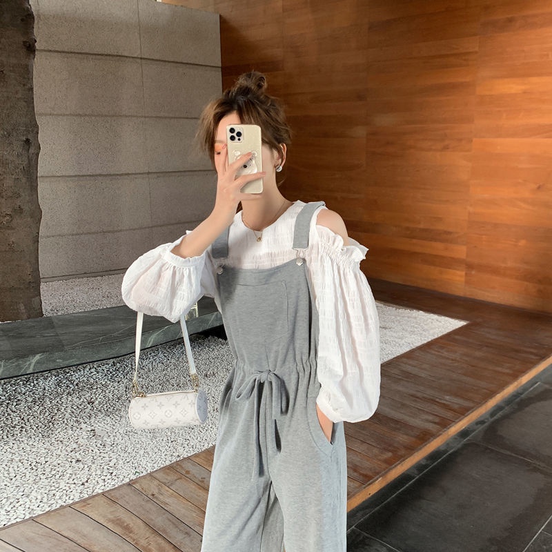 Áo Kiểu Trễ Vai Tay Phồng Màu Trơn Phong Cách Pháp Mẫu Mới Thời Trang Mùa Xuân Cho Nữ