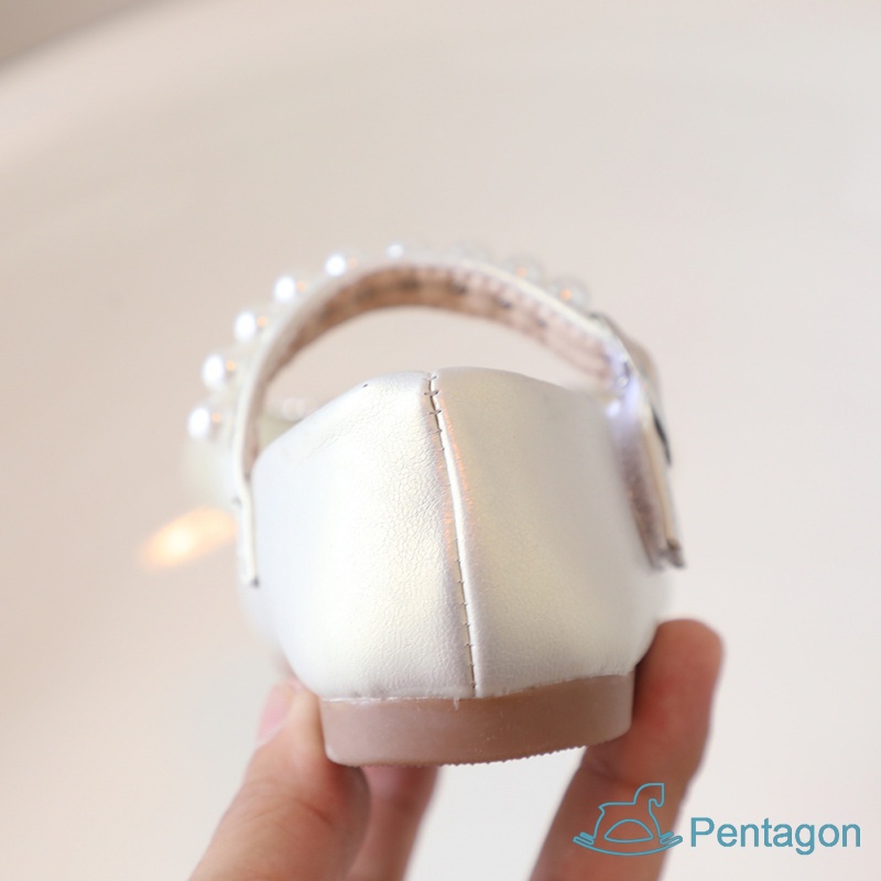 Xăng đan Đế Mềm Chống Trượt Đính Nơ Ngọc Trai Thời Trang Xuân Thu Phong Cách Hàn Quốc Cho Bé Gái