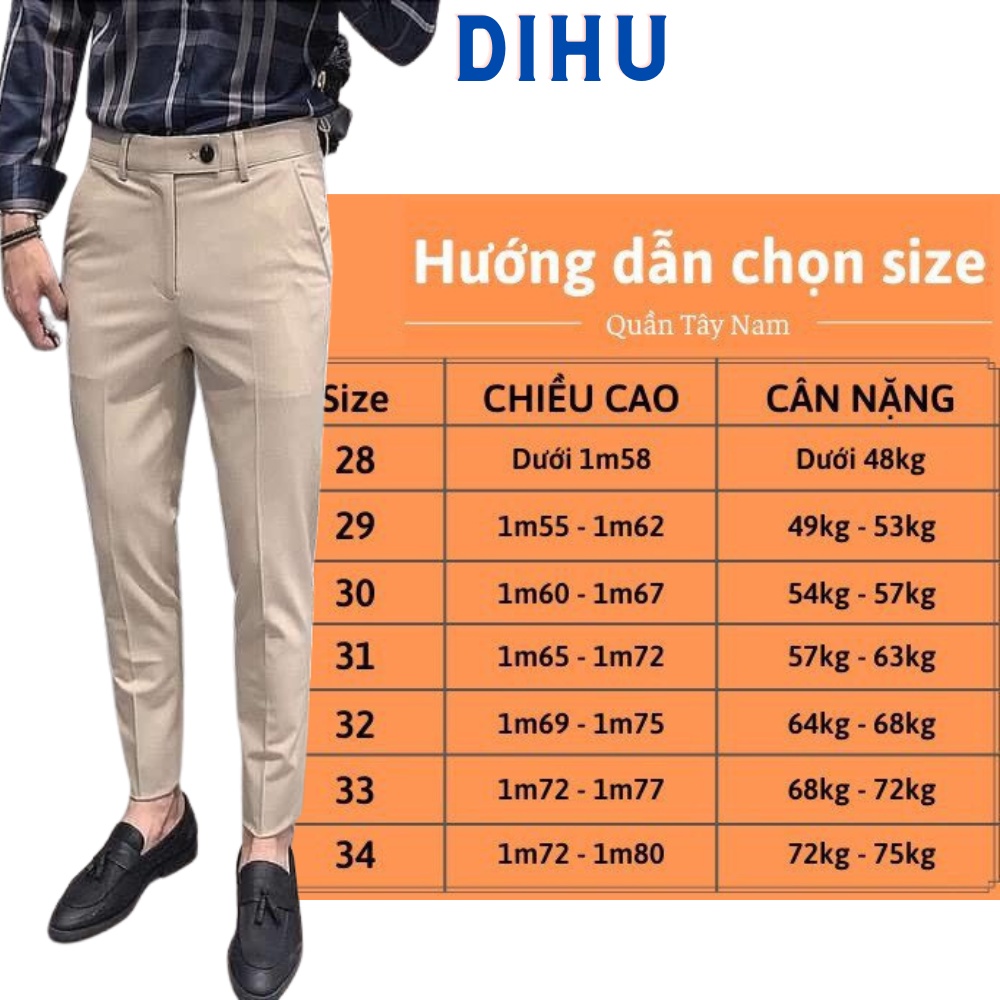 Quần âu nam hàn quốc, quần tây nam ống côn vải tuyết mưa đủ màu đen xanh kem co giãn vải dày dặn DIHU