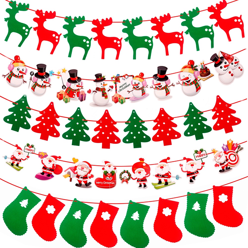 Băng Rôn Treo Trang Trí Cây Thông Giáng Sinh Hình Ông Già Noel / Người Tuyết / Tuần Lộc