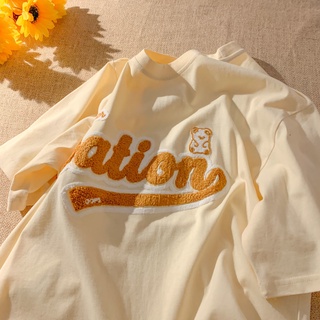 Áo Thun Thêu Hình Gấu Dáng Rộng Phong Cách Học Sinh Hàng Mới 2022 Dành Cho Bạn Gái