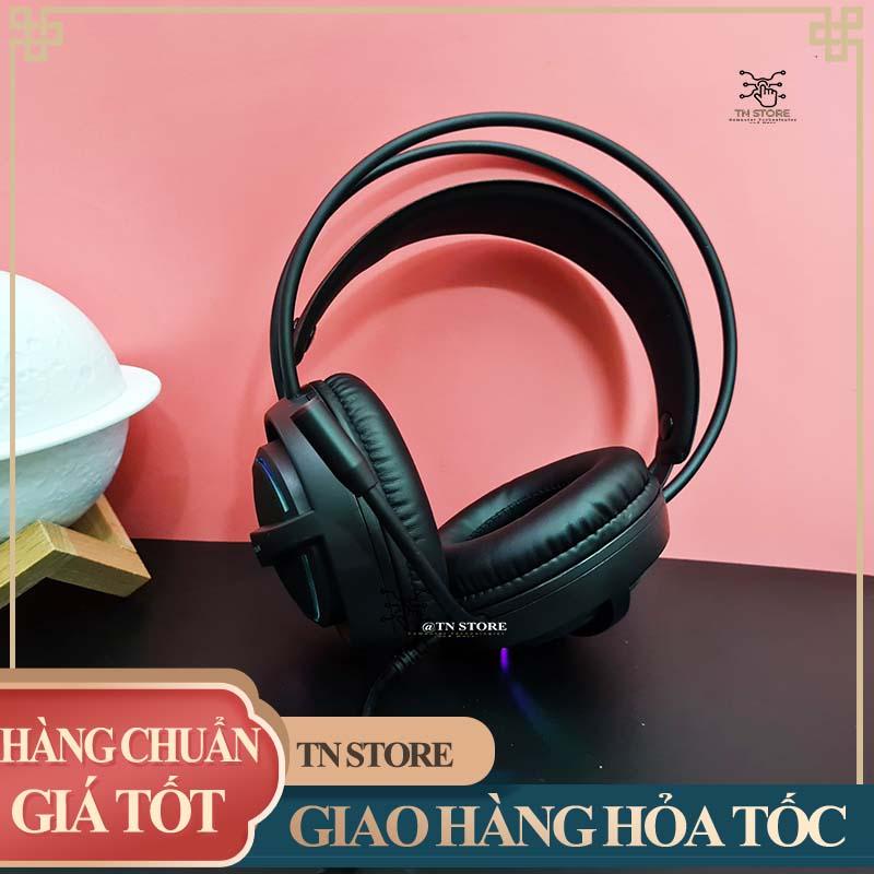 Tai nghe máy tính gaming chụp tai có mic giả rẻ màu đen LED tự đổi màu có dây TN Store TNXL