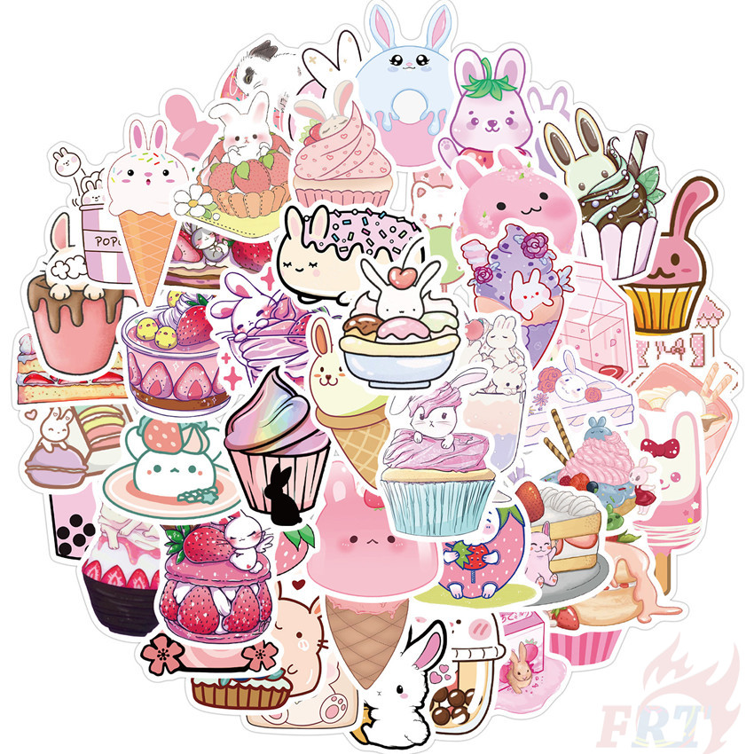 Set 50 Miếng Dán Hình Thỏ Xinh Xắn Dùng Để Trang Trí
