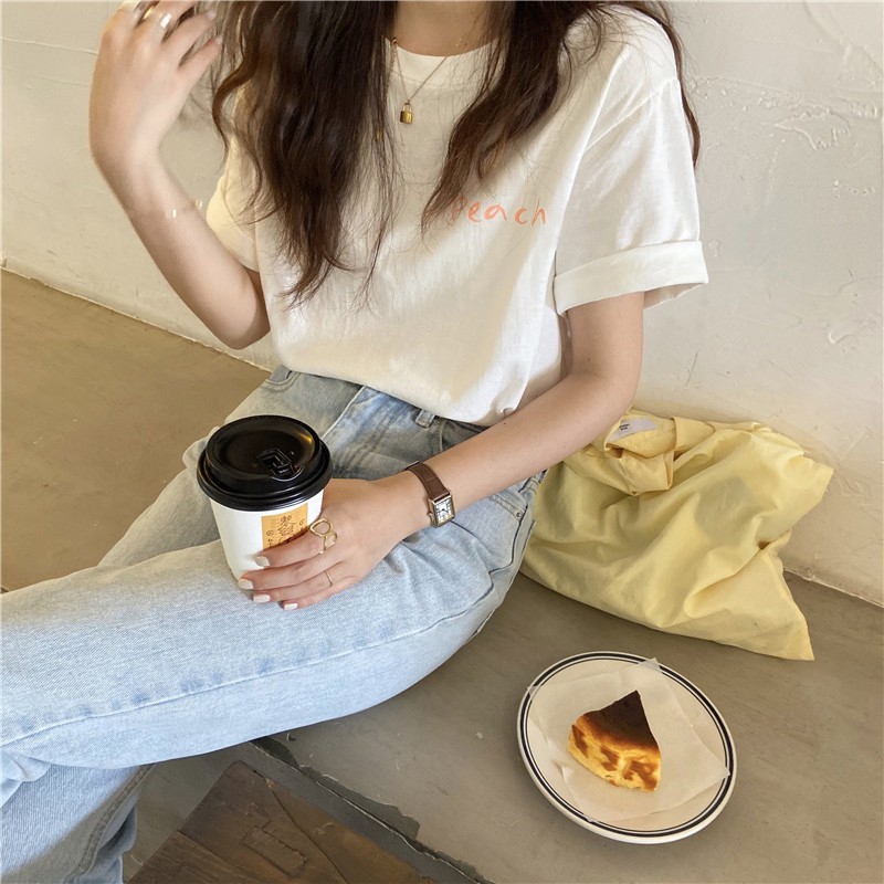 Áo thun nữ form rộng ulzzang in hình quả đào  Áo Phông Nữ Tay Lỡ Hàn Quốc C44 - Maoshop