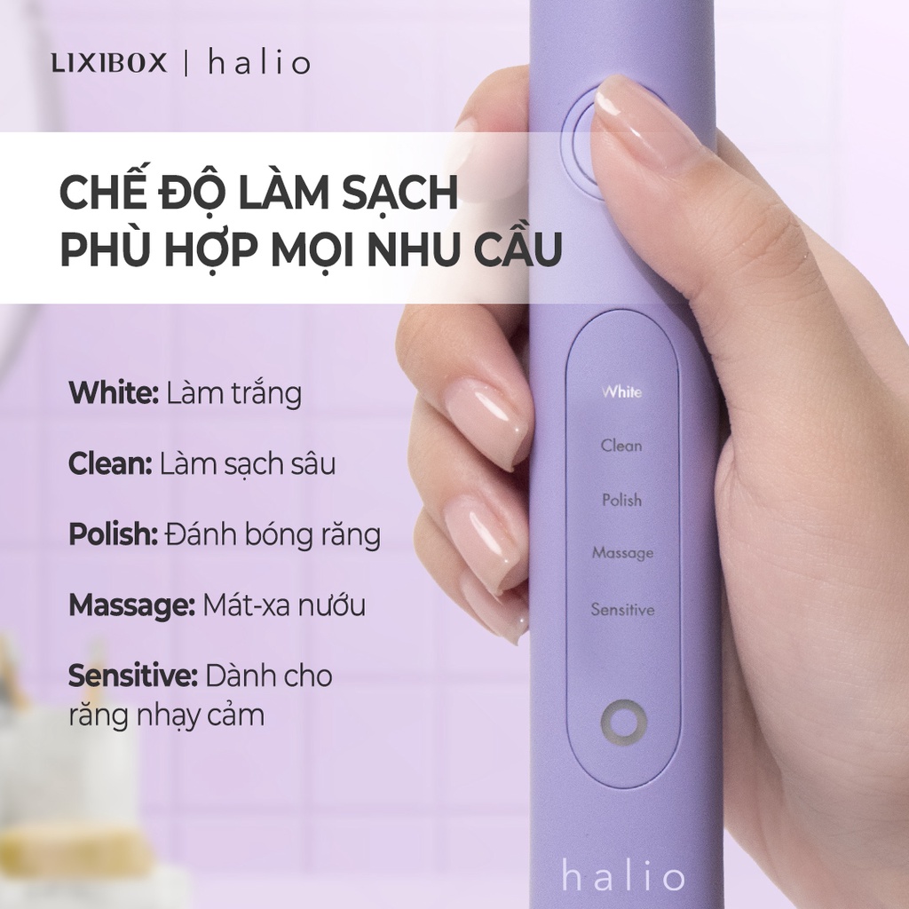 Combo Bàn chải điện Halio Sonic Toothbrush PRO Periwinkle Và Máy Máy Rửa Mặt Cho Da Nhạy Cảm Purple Rain.