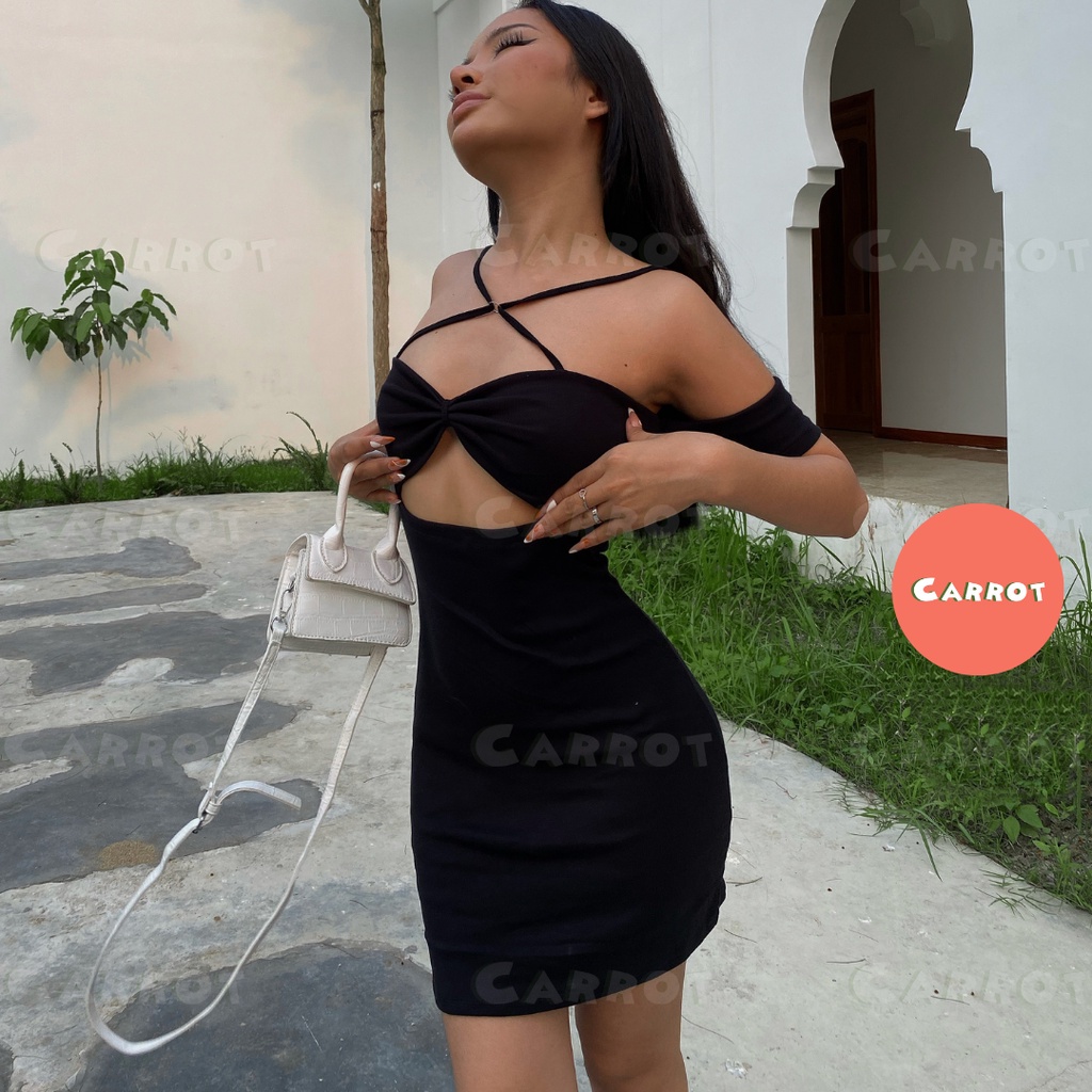 Đầm body sexy 2 dây hở lưng váy ngắn ôm đen tôn dáng quyến rũ chất thun co giãn thoải mái sang chảnh Carrotxinhdep - 42