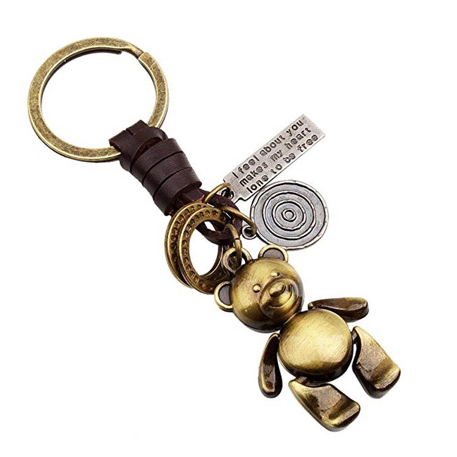 Móc khóa nữ Handmade Vintage phong cách cổ điển K72 cá tính hình gấu Bear Keychain Phặn Phặn