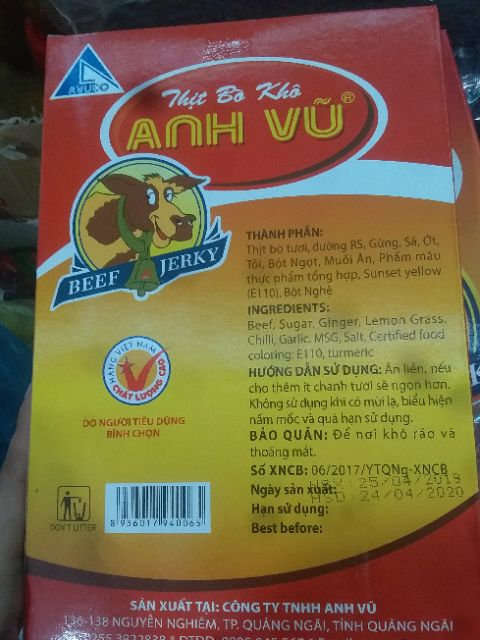 Bò khô Anh Vũ Quảng Ngãi