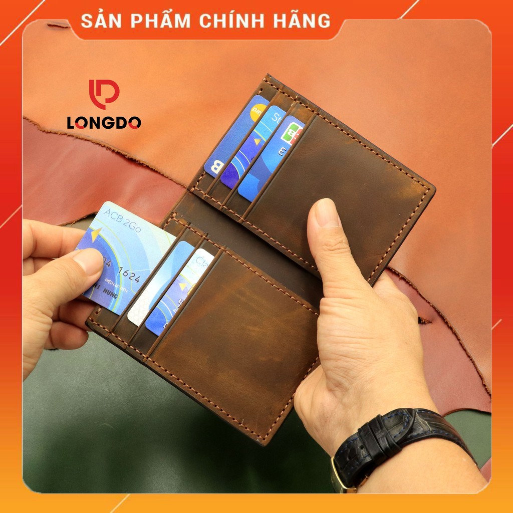 Ví da bò sáp cao cấp - Cam kết 100% da bò thật - Ví da nam dứng hàng chính hãng thương hiệu Longdo Leather - BD01