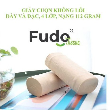 Giấy vệ sinh FUDO không lõi 100% bột tre, không tạo mùi, không tẩy trắng 10 cuộn (1 túi).