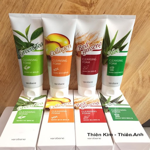 Sữa rửa mặt lô hội trắng da, xóa xạm Verobene Aloe Cleansing Foam Hàn quốc 180ml/Hộp