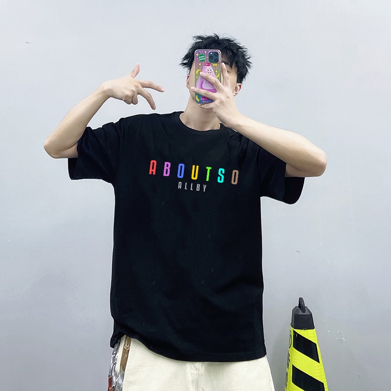 Áo thun nam nữ Allby ABOUTSO , Áo phông tay lỡ Unisex form rộng vải cotton - GW Shop