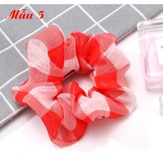 Chun buộc tóc scrunchy vải tơ bồng bềnh C34