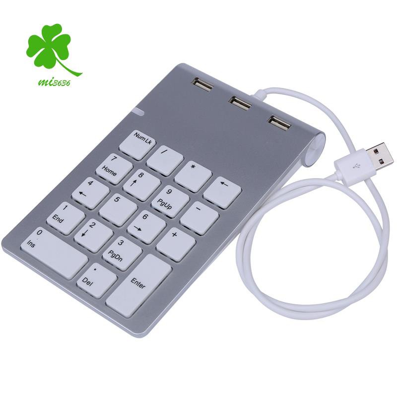 Rocketek Mini Numeric Keypad Keyboard 18Keys Numeric Key Pad Numpad Number Pad With 3 Ports Usb Hub For Laptop Desktop Pc
