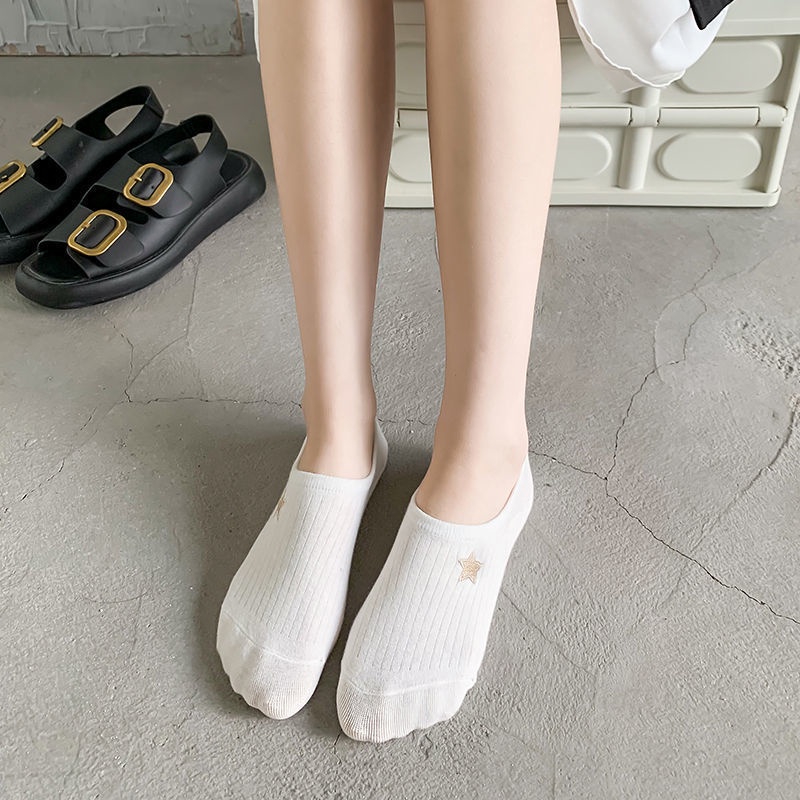 Vớ cotton Mỏng Màu Trắng Chống Trượt Họa Tiết Hoạt Hình Phong Cách Nhật Bản Cho Nữ