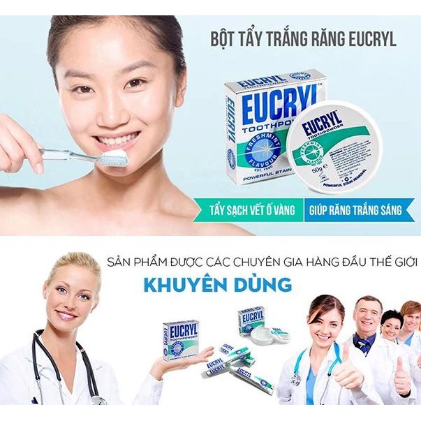 Kem Đánh Trắng Răng Hương Bạc Hà Thơm Mát Eucryl Toothpaste Freshmint 62g