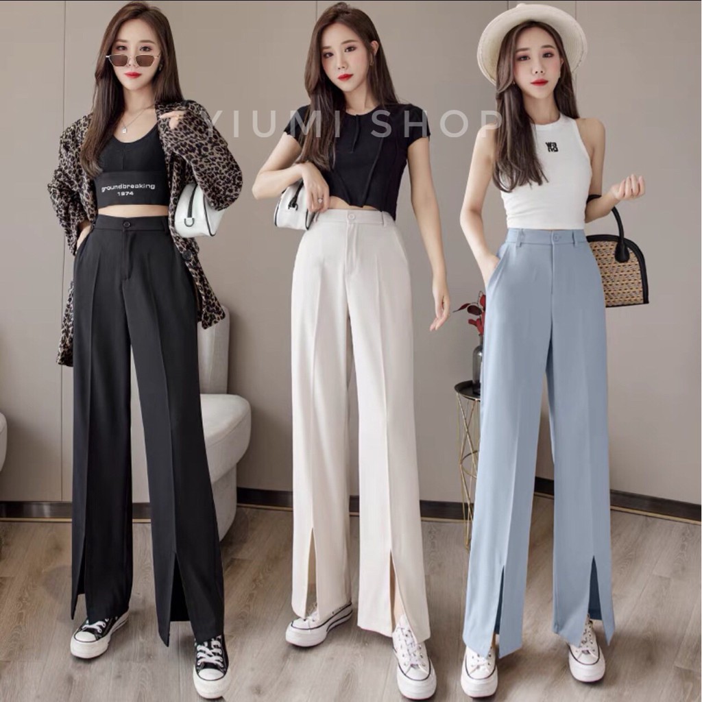 [HOT] Quần Ống Suông Xẻ Gấu Cạp Cao Hack Dáng | BigBuy360 - bigbuy360.vn