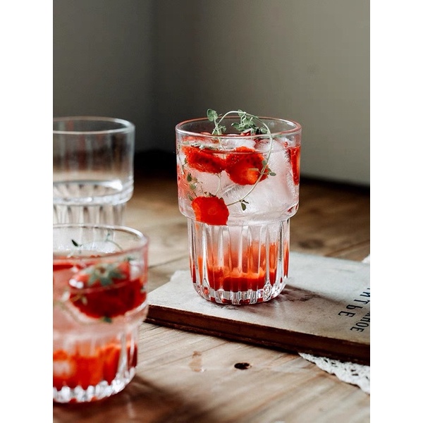 Cốc thuỷ tinh cafe đáy khía sọc 300ml -