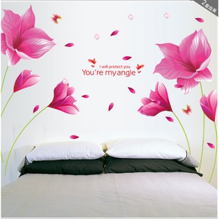 Decal trang trí Hoa đỏ lớn quyến rũ