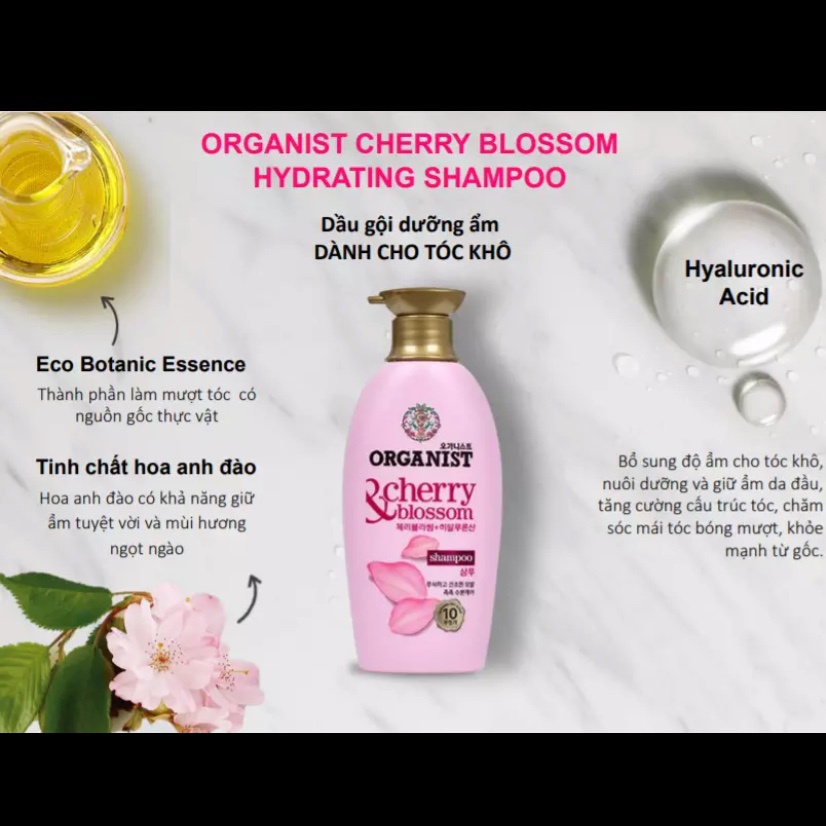 Combo Dầu Gội Dầu Xả Organist Hương Hoa Anh Đào Dành Cho tóc Khô - 500ML X2
