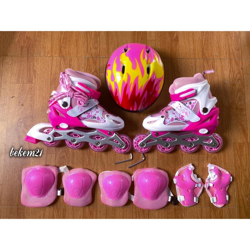 (HỒNG) Giày Trượt Patin Bánh Phát Sáng Sport Trẻ Em - Batin Người Lớn QF (Tặng 2 Thanh Cờ Lê Tháo Lốp)