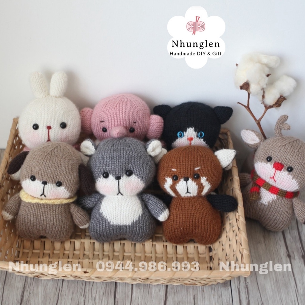 DIY Gói Nguyên Liệu Đan Len Thú Nhồi Bông Chibi Đáng Yêu- Quà Tặng Handmade Tự Làm Decor [Có hướng dẫn]