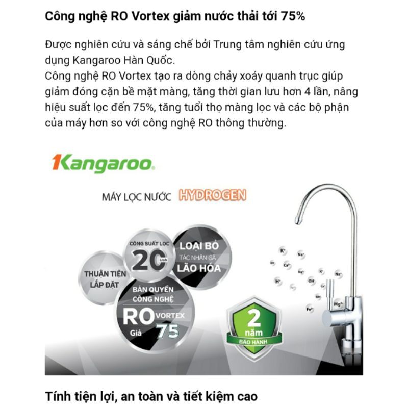 Máy lọc nước Kangaroo KG100HGVtu [Hàng Chính Hãng]