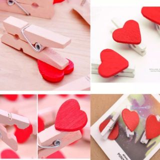 Kẹp gỗ tim đỏ handmade