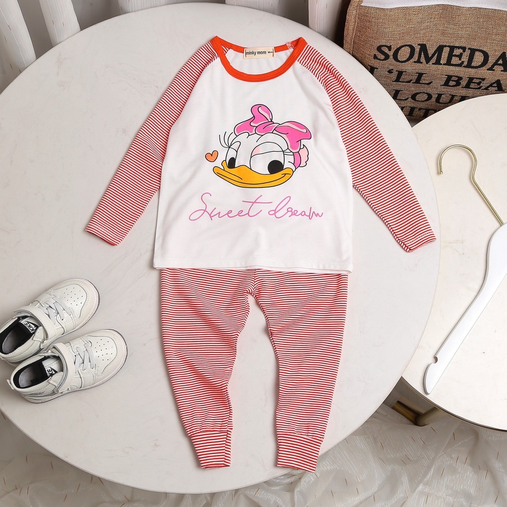 [Bé 7-19kg]Bộ dài tay thun lanh phối sọc dệt mềm mịn Cao Cấp hơn cho bé trai bé gái từ 7-19kg