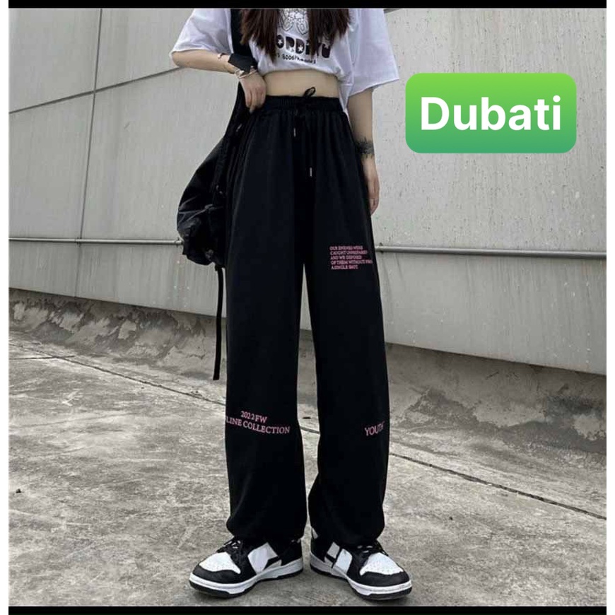 QUẦN JOGGER  NAM NỮ UNISEX CHẤT NỈ DÀY DA CÁ ỐNG SUÔNG RỘNG THÊU CHỮ YOUTH RÚT DÂY HÀN QUỐC HOT NHẤT 2022 - DUBATI FASH