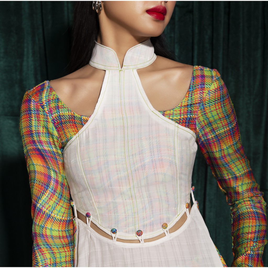 Áo Dài Croptop Cách Tân Tartan - 'Lời Hứa...' Ao Dai Croptop SE / Tartan Pattern - TIẾT KIỆM 𝟗𝟗𝐤 khi mua combo 4 sản phẩ