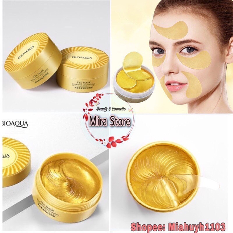 Hộp 60 miếng MẶT NẠ MẮT Tảo Biển BIOAQUA / COLLAGEN VÀNG 24 | Thế Giới Skin Care